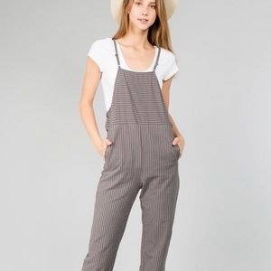 Striped Overalls Jumpsuit w/ Pockets